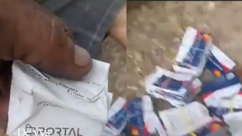 VIDEO: Miles de Tarjetas de Bonos Gubernamentales Cobran y Desechan